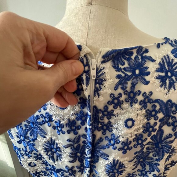 TATYANA 50's Style Blue and White Embroidered Snowflake Swing Dress Size XL - Picture 6 of 11